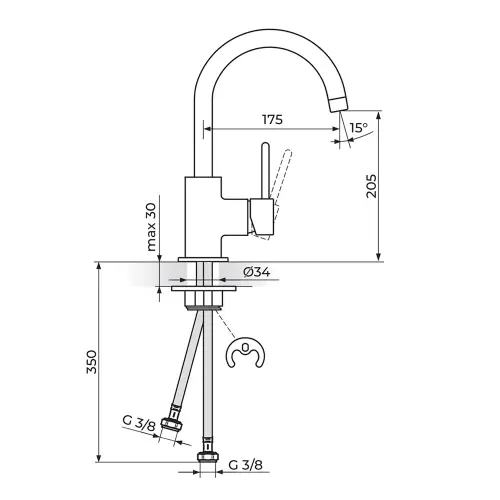 Rosan Zerro za sudoperu JZ38101 - tehnički crtež