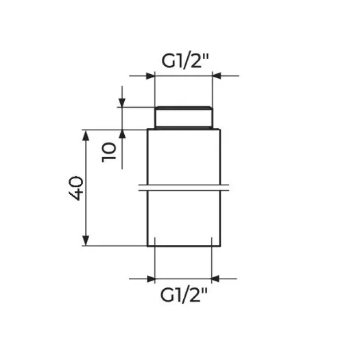 Rosan produžetak 1/2 40mm PPR1240 - tehnički crtež