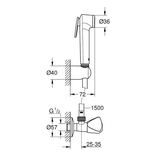 Grohe Tempesta F30 bide set 26357000 - tehnički crtež