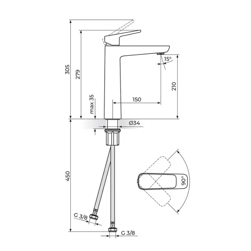 Rosan Stolz White za lavabo L 130109W
