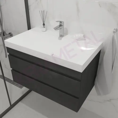 Kolpa San Naomi Set 80cm Crna (Ormarić sa umivaonikom + Ogledalo/ormarić)