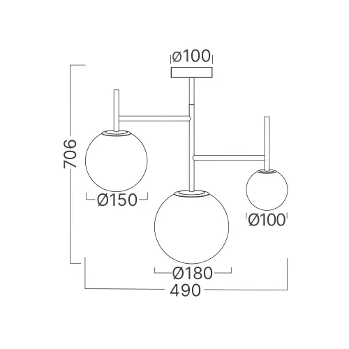 Braytron Plafonjera 3-Glava G9 Opal/Crni BV01-00107