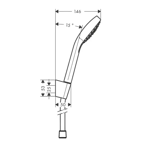 Hansgrohe Croma Select S SET tuš ručica tuš crevo I Držač tuša 26411400 - tehnički crtež