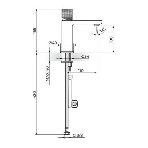Rosan S2 Black gold za lavabo - hladna voda 254101BG - tehnički crtež