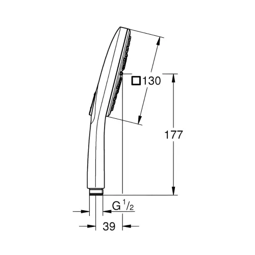Grohe Rainshower SmartActive Cube130 tuš ručica 3 funkcije 26582000 - tehnički crtež
