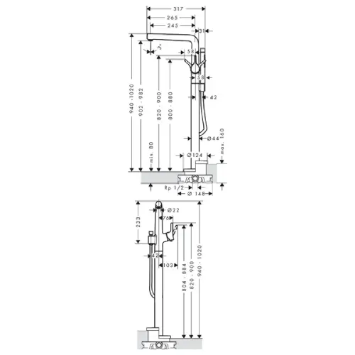 Hansgrohe Talis S podna za kadu 72412000