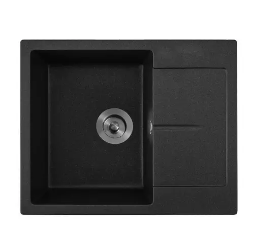Inter Ceramic Sudopera usadna pravougaona 50x62x21,5 sifon 11cm granit crna+s1
