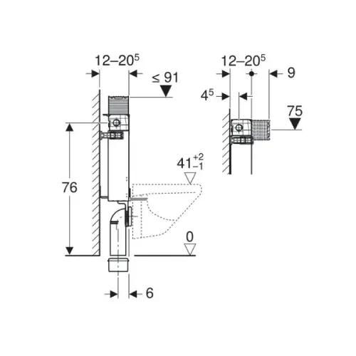 Geberit Kombifix Basic element za konzolnu WC šolju 108 cm sa Delta ugradnim vodokotlićem 12 cm 110.100.00.1
