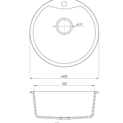 Deante Solis ZRS 5803 Okrugla sudopera Bež 480X480/180mm