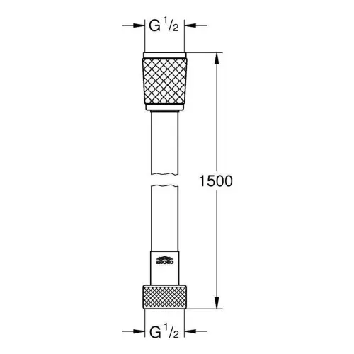 Grohe Relexaflex tuš crevo 1500mm 28151001 - tehnički crtež