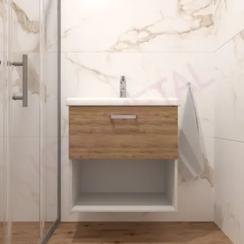 Kolpa ormarić sa umivaonikom i fiokom Evelin OUE II 65cm Gray/Oak 573880