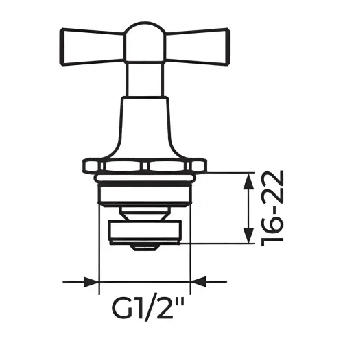 Rosan Gornji deo ispusnog ventila (A03) - 1/2" PGD0312 - tehnički crtež