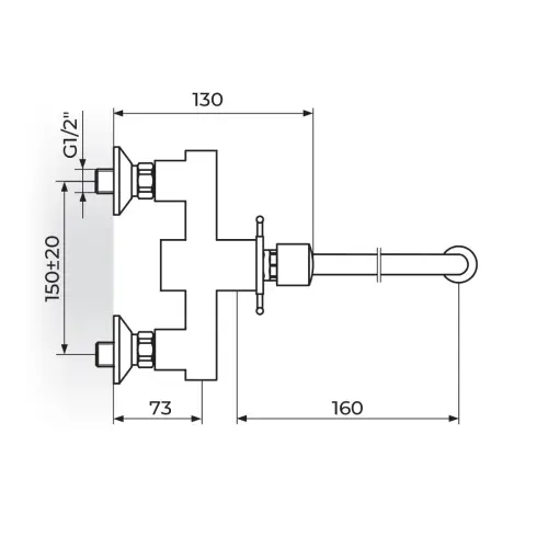 Rosan Zidna za lavabo A73206 - tehnički crtež