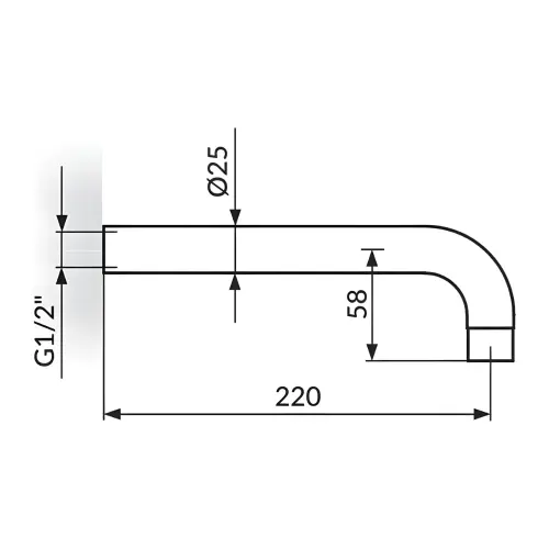 Rosan Izliv sa rozetom sa perlatorom duž. 230 mm - BLACK PIZLM24D - tehnički crtež