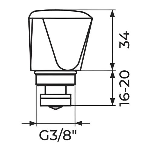 Rosan Gornji deo 3/8"-sa ruč., CRVENA-plast.hrom PGDK38C - tehnički crtež