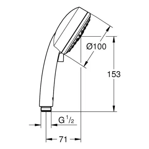 Grohe Tempesta Cosmopolitan 100 tuš ručica 3 funkcije 27574002 - tehnički crtež