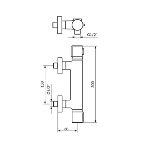 Rosan Stolz THERMO za tuš 1T37100 - tehnički crtež