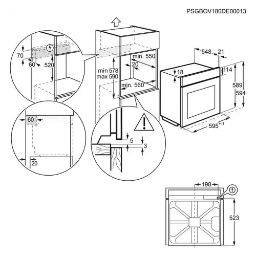 Electrolux rerna EOF5C50Z (TMD) - tehnički crtež