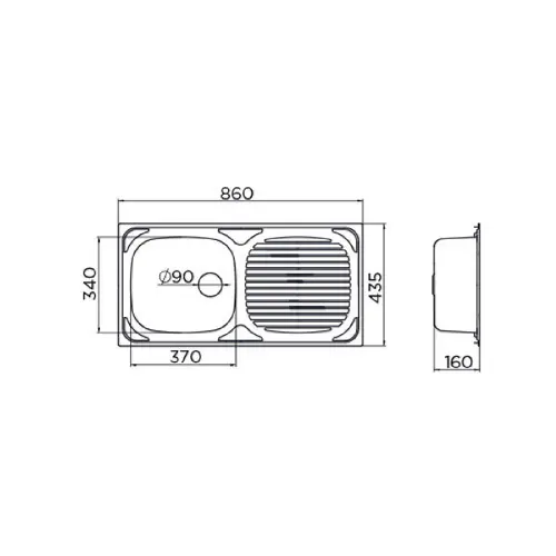 Metalac Luna Reljefna 1D inox-uni, fi90 860x435