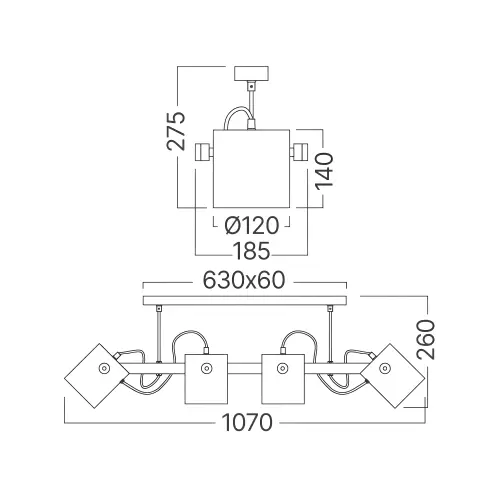 Braytron Plafonjera 4-Glava E27 Drvo BV02-00012