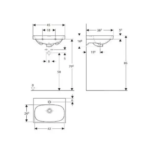Geberit Acanto lavabo 60x482cm 500.620.01.2