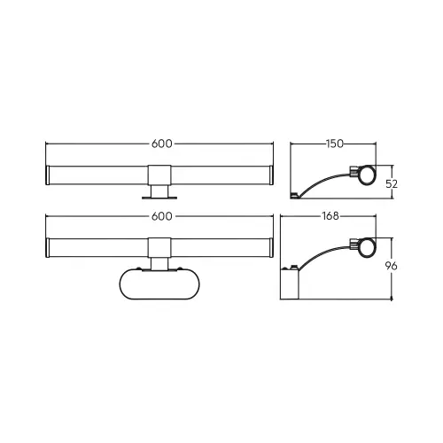Braytron LED Lampa za Ogledalo 400MM 7W Crni 4000K IP44 BN12-00411