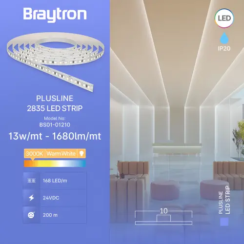 Braytron LED Traka 13W 168LED 2835 3000K 24V IP20 5M BS01-01210