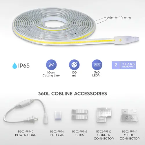 Braytron LED COB Traka 220V 12W 360LED 4000K IP65 50M BS02-00711