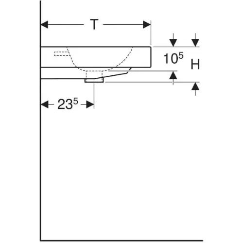 Geberit iCon lavabo otvor slavine levo 38x28cm 124836000