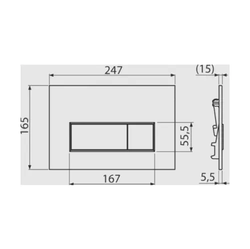 Alca tipka Thin M57-G-M gold mat - tehnički crtež