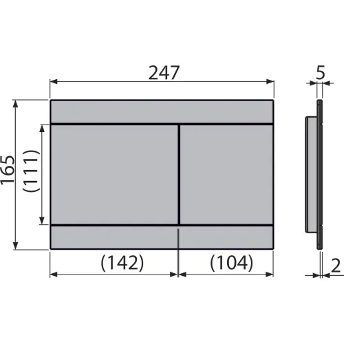 Alca tipka FUN-BLACK Inox-crna mat metalna - tehnički crtež