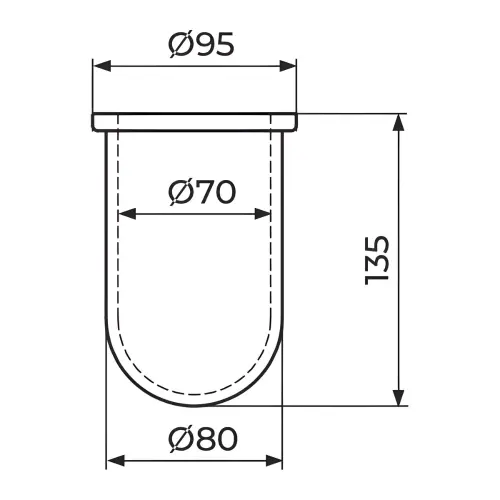 Rosan Čaša za WC četku za JM908 - JZ908 JM908C - tehnički crtež