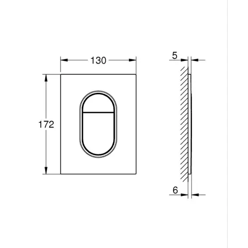 Grohe Arena Cosmopolitan tipka za Brushed Warm sunset 37624DL0 - tehnički crtež