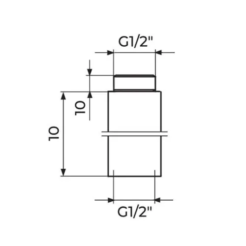 Rosan produžetak 1/2 10mm PPR1210 - tehnički crtež