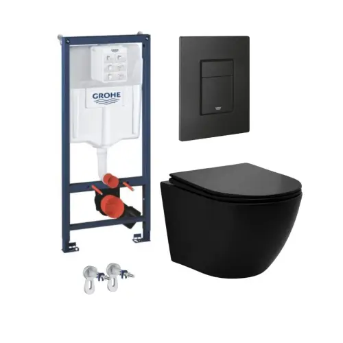 SET Grohe ugradni vodokotlić I Kappa OMEGA Black WC šolja I DASKA