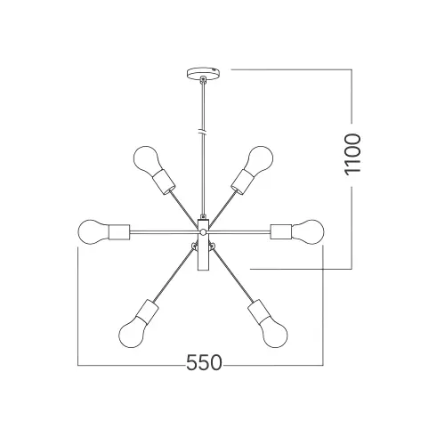 Braytron Plafonjera 6-Glava E27 Crni BV04-00044