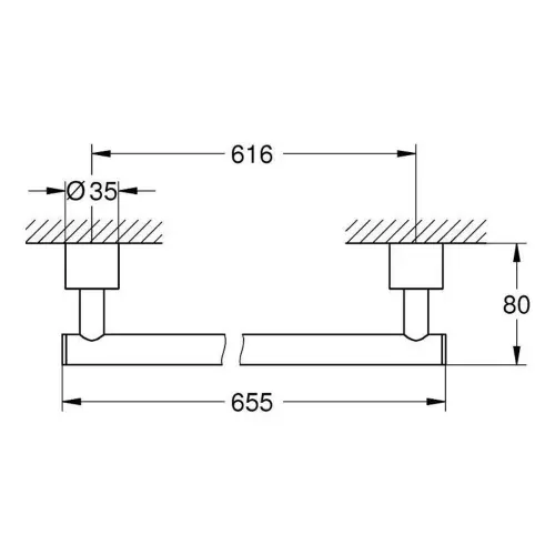 Grohe SPA Atrio držač peškira 650mm Brushed Hard Graphite 40889AL0 - tehnički crtež
