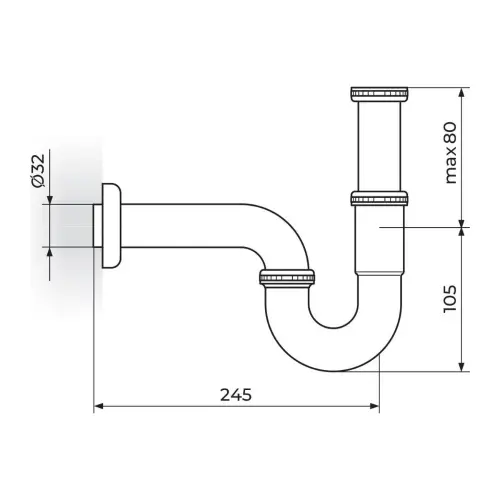 Rosan sifon cevni za lavabo podsklop 5/4 S215/B - tehnički crtež