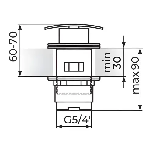 Rosan Quadro JQ245 CLICK CLACK GORNJI DEO SIFONA - tehnički crtež