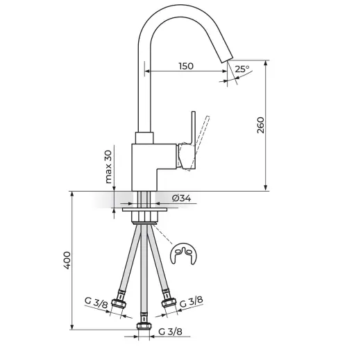 Rosan Quadro Baterija za sudoperu 3 cevi JQ38103