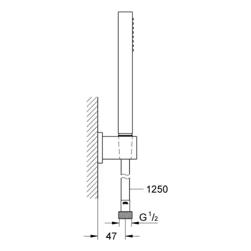 Grohe Euphoria Cube Stick tuš ručica set 1 funkcija 27702000 - tehnički crtež