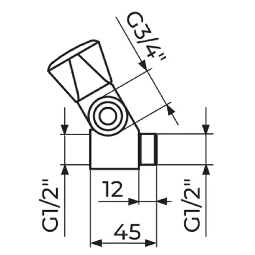 Rosan Klasik Priključno-prolazni ventil 1/2" sa priključkom 3/4"