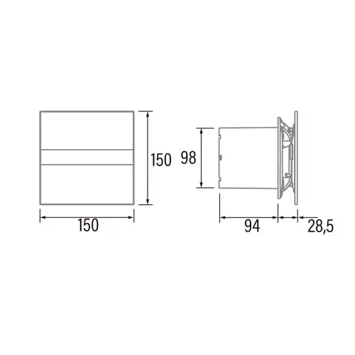 Cata Ventilator E 100 G BK black - tehnički crtež