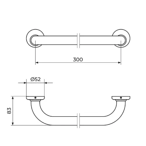 Rosan Zerro Rukohvat držač 300mm JZ913 - tehnički crtež
