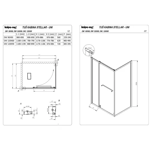 Kolpa STELLAR UNI DW 120x90 SBR/1 518840
