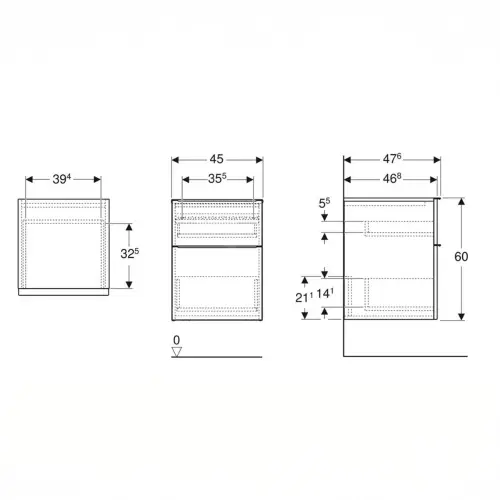 Geberit iCon bočni ormarić 45x60 sa dve fioke 502.315.JK.1