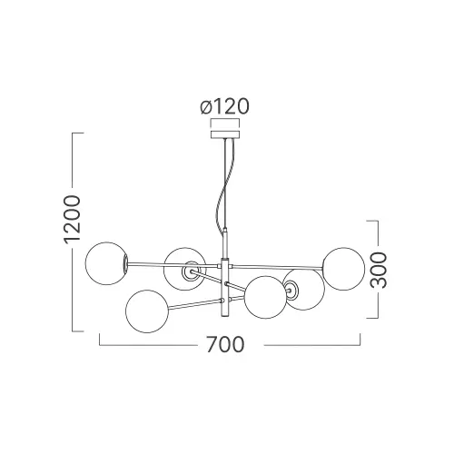 Braytron Plafonjera 6-Glava G9 Opal/Crni BV01-00112
