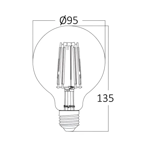 Braytron LED Filament Kugla G95 6W E27 Amber 2200K BB47-00620