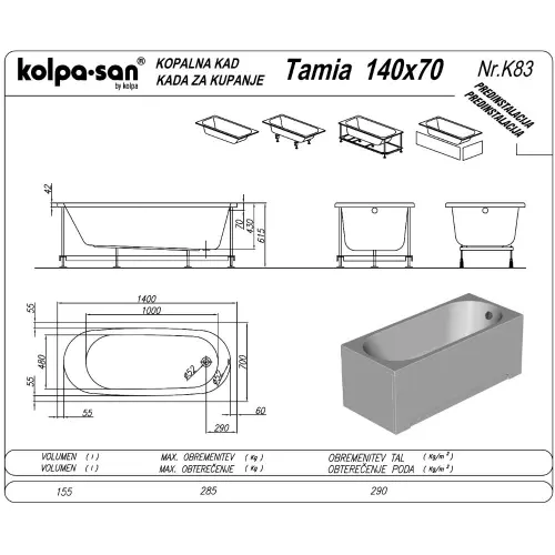 Kolpa Kada Tamia 140x70 UN 752910