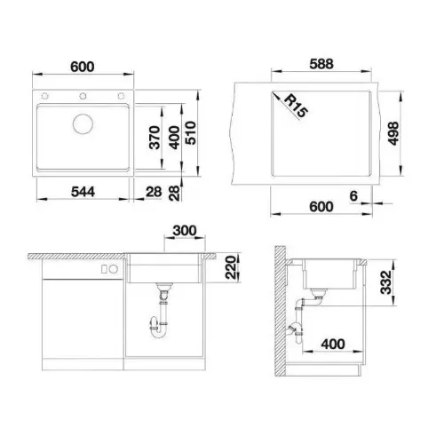 Blanco ETAGON 6 Tartuf silgranit 524546 - tehnički crtež